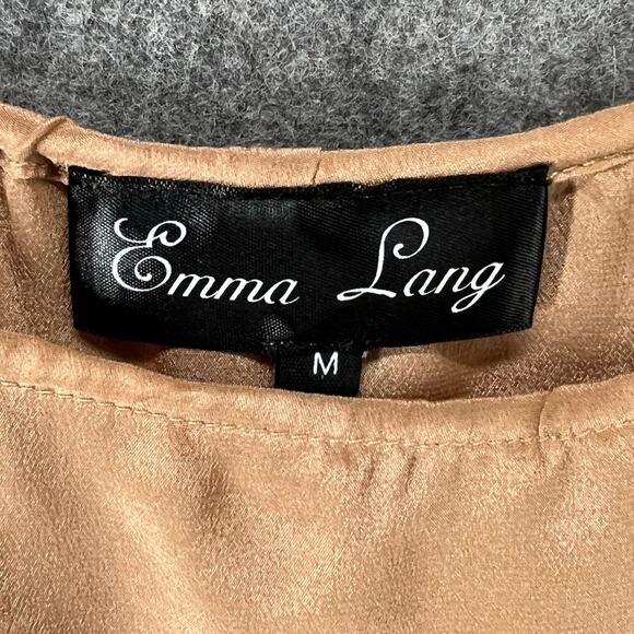 Emma Lang Cami Top Womens M Tan Silk Spaghetti Strap Lightweight Boxy Modern - Picture 8 of 11